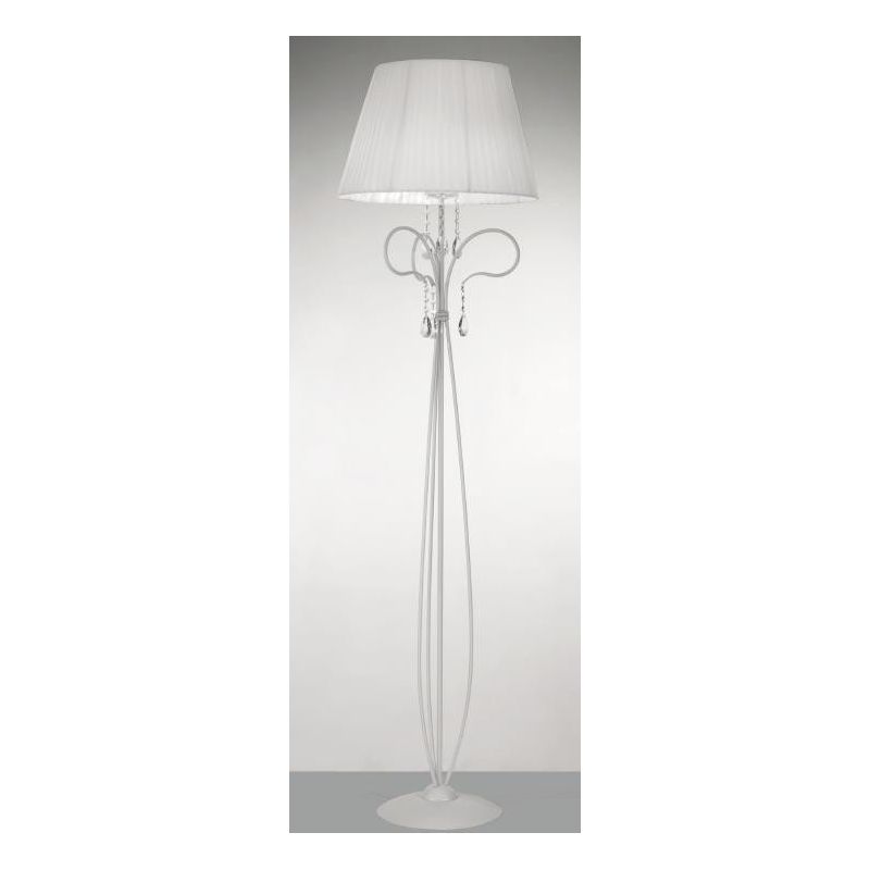 IMPERO CLASSIC FLOOR LAMP IN IVORY OR WHITE METAL WITH LAMPSHADE AND OCTAGONS IN CRYSTAL