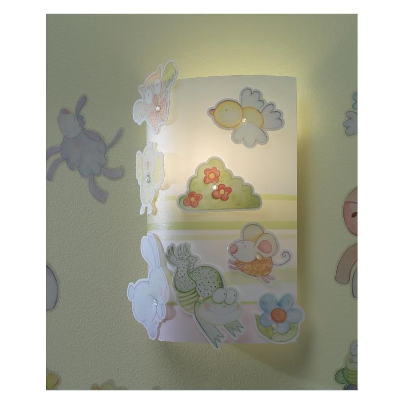 ANIMAL FARM WALL LAMP FOR CHILDREN IN COLORED POLILUX WITH DECORATIVE CLIPS FROM THE ZERO LINE