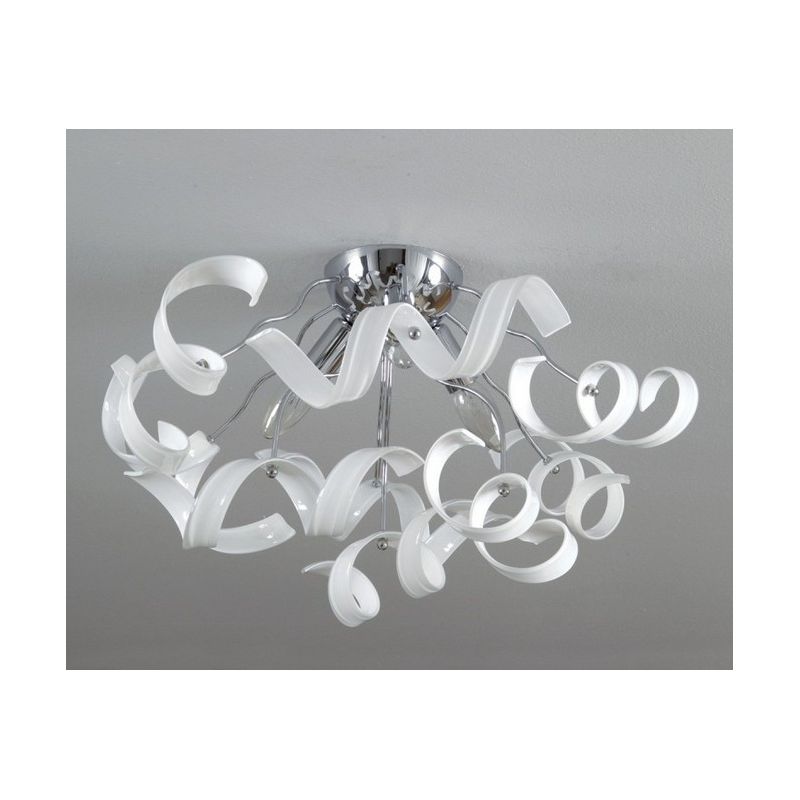 273-PLP TRUDY SMALL CEILING LAMP WITH CURLS IN COLORED GLASS AND CHROME METAL STRUCTURE