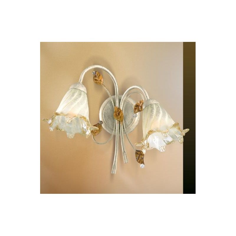 TRILLY WALL LAMP 2 LIGHTS CLASSIC IN IVORY METAL WITH AMBER GLASS DIFFUSERS