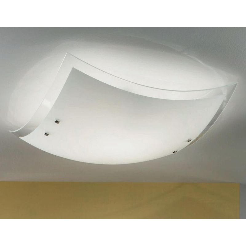ARIA MODERN WHITE GLASS CEILING LAMP WITH TRANSPARENT EDGE