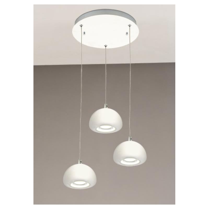2039 3 PENDEL SUSPENSION IN WHITE METAL AND INTEGRATED 3W LED
