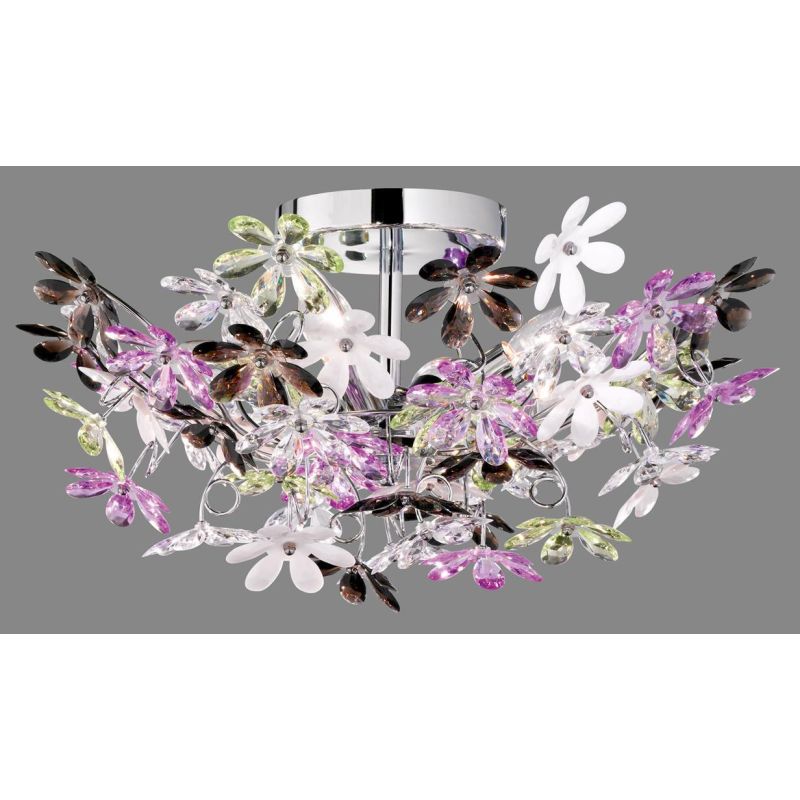 FLOWER 4 CEILING LAMP WITH FLOWERS IN COLORED OR TRANSPARENT POLYMER CRYSTAL D.51