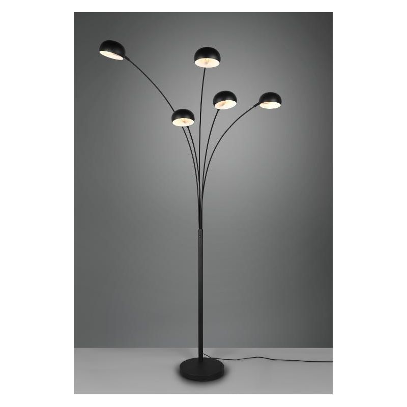 DITO MODERN FLOOR LAMP WITH 5 ARCHED ARMS IN BLACK METAL DIFFUSERS WITH 5XE14 ATTACHMENT