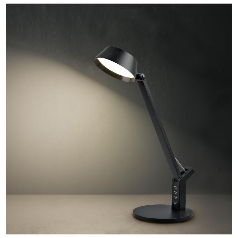 AVA ADJUSTABLE TABLE LAMP WHITE OR BLACK LED 5W TOUCH DIMMER AND USB SOCKET