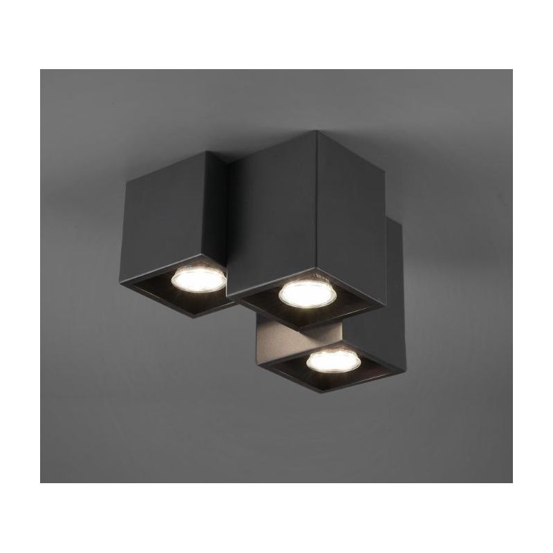 FERNANDO MODERN CEILING LAMP WITH 3 CUBES IN BLACK OR WHITE METAL DIRECT DOWNWARD LIGHT