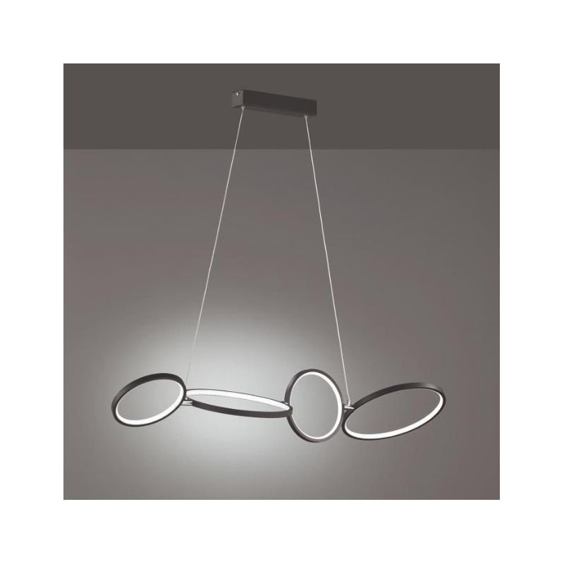 RONDO SUSPENSION WITH ROTATING LED RIMS 37W MODERN LIGHT 3000K DIMMABLE 2 FINISHES