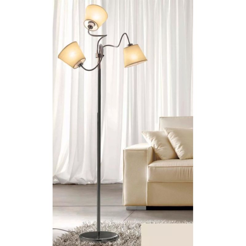 SOFT FLOOR LAMP WITH IVORY PARCHMENT SHADES AND FLEXIBLE ARMS