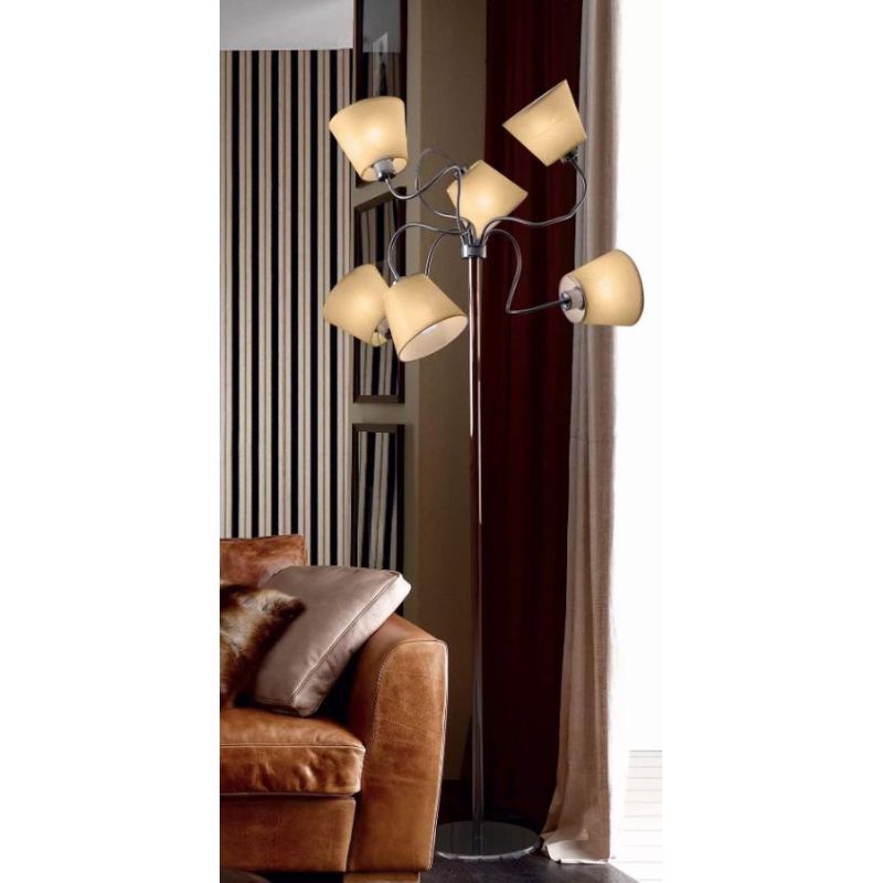 SOFT FLOOR LAMP WITH PARCHMENT SHADES AND FLEXIBLE ARMS