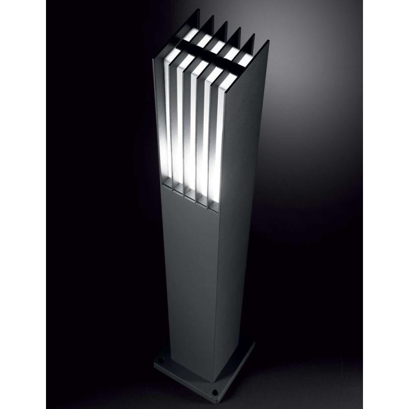 H80 OUTDOOR BOLLARD IN ALUMINUM ANTHRACITE FINISH MODERN DESIGN IP44 WITH SLOTS