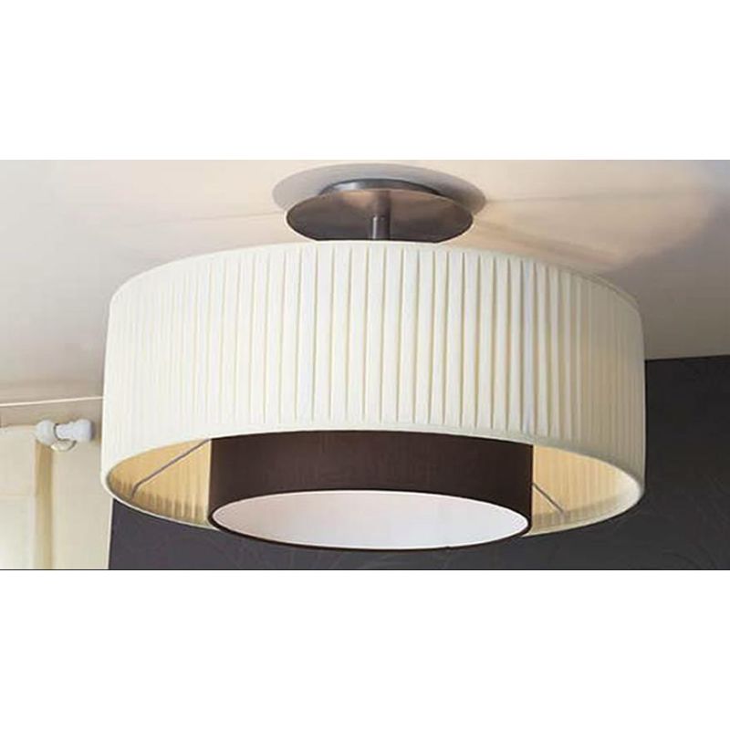 LIU 'CEILING LAMP IN SATIN STEEL WITH DOUBLE VOLUME PLEATED SHADE