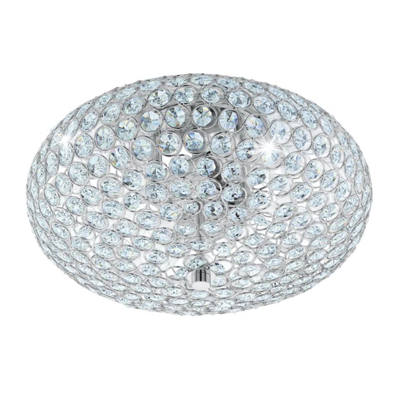 CLEMENTE ELLIPTICAL CEILING LAMP IN CHROME METAL WITH CRYSTALS D.35