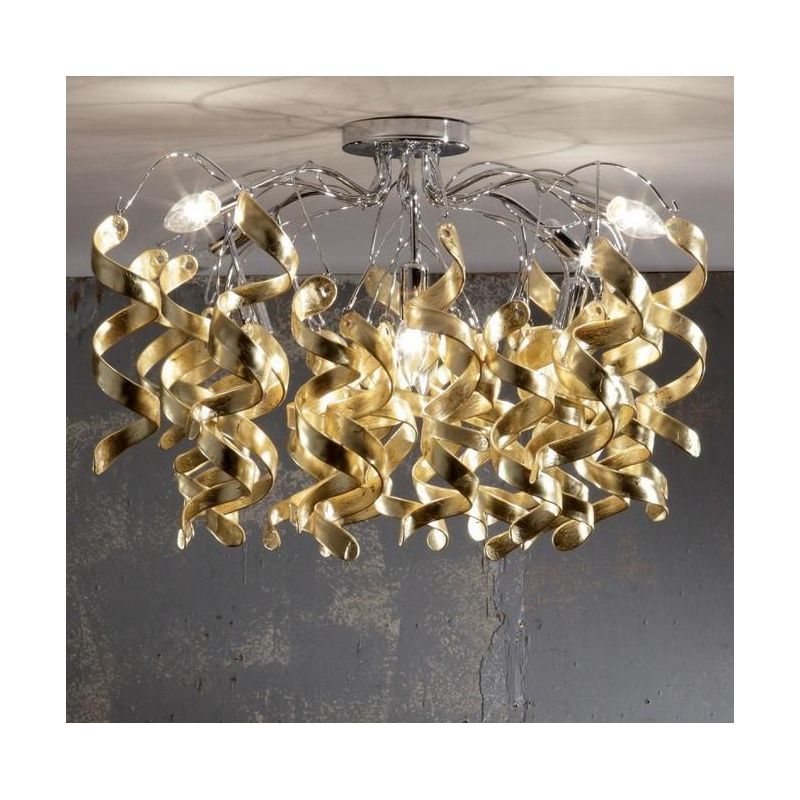 271-PL8 MARILYN CEILING LAMP 8 LIGHTS IN CHROME METAL WITH DECORATIVE CURLS IN GLASS 7 COLORS