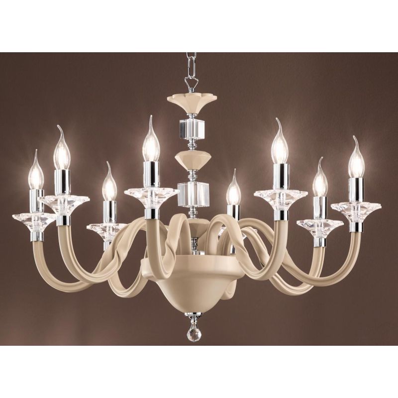 GALA GLASS CHANDELIER IN 6 COLOUR FINISHES WITH CLASSIC CRYSTAL DETAILS